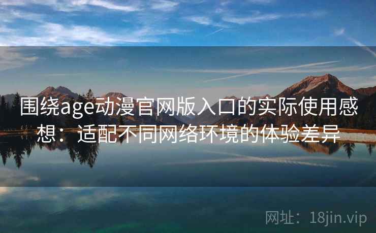 围绕age动漫官网版入口的实际使用感想：适配不同网络环境的体验差异